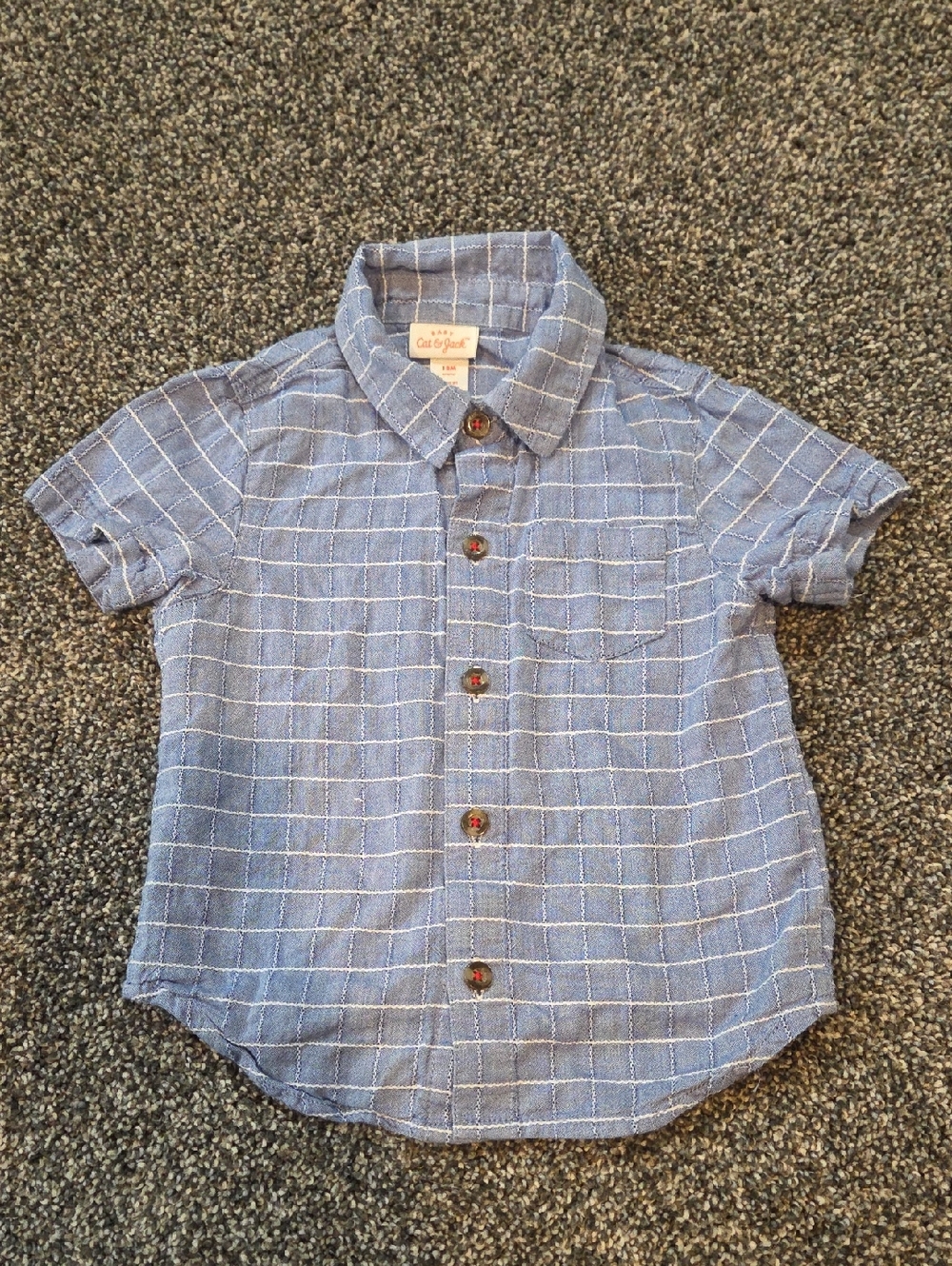 Cat & Jack Blue Checked Short-Sleeve Shirt for Kids